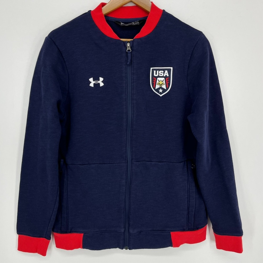 Under Armour Jacket Men's M‎ Blue USA Olympics Fitted Full Zip